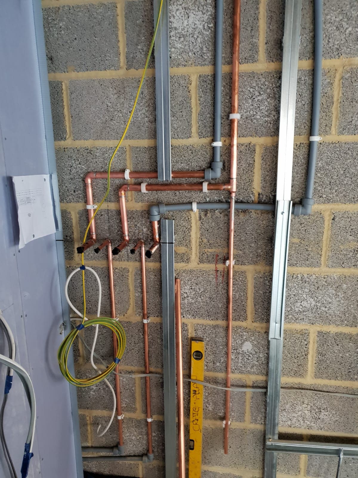 Copper central heating pipework run by Linked Plumbing & Heating