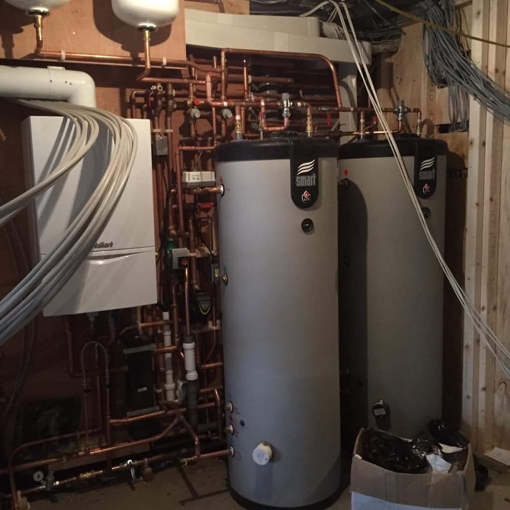 Copper pipework and hot water cylinder installation
